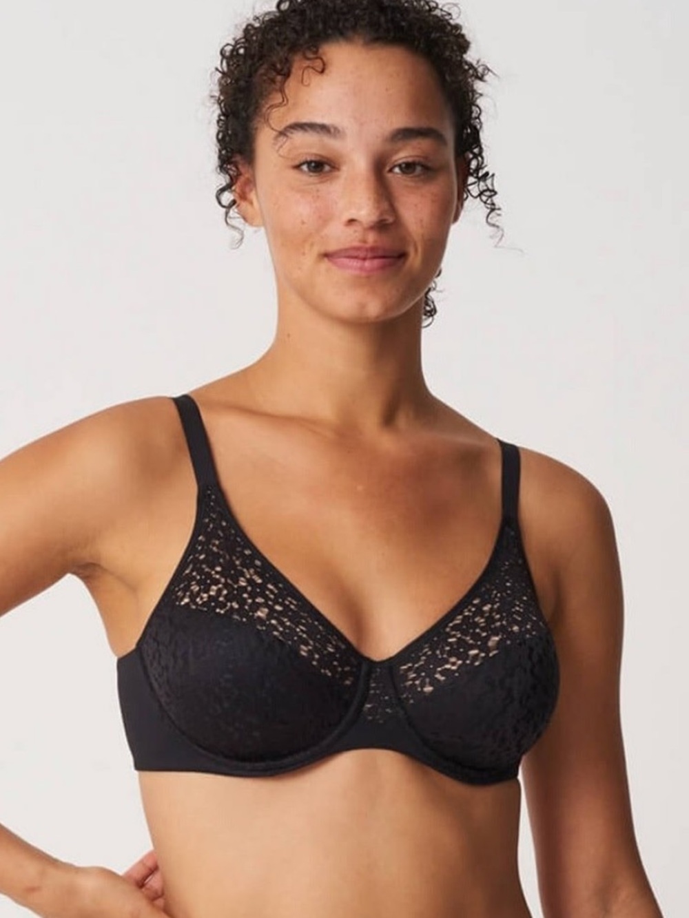 Chantelle Norah Unlined Underwire Black Lace Bra 13F1 Womens size 36DD